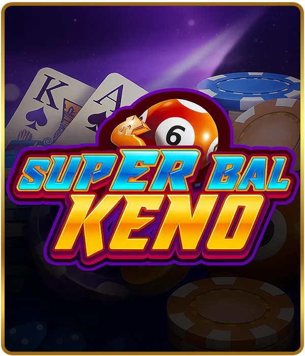 Super Bal Keno game with playing cards, casino chips, and lucky number ball - free social casino game at Milkyways